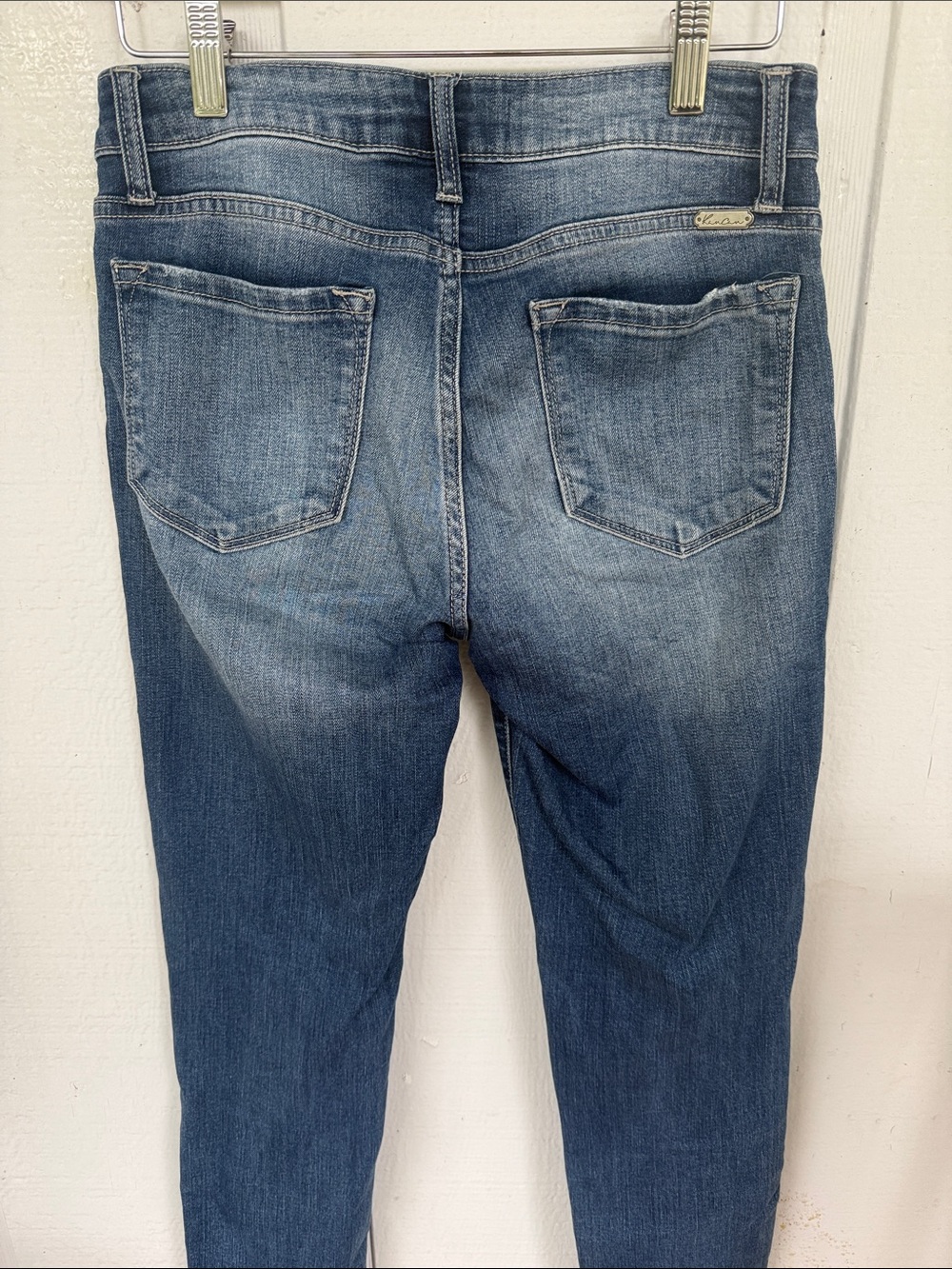 KanCan Women's Skinny Distressed Blue Jeans - Picture 3 of 4